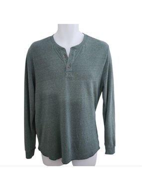 Marine Layer Green Double Knit Henley Tee Men's M